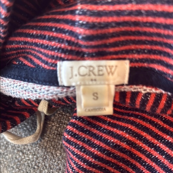 J. Crew Red Hooded Sweatshirt Striped Casual - Picture 4 of 4
